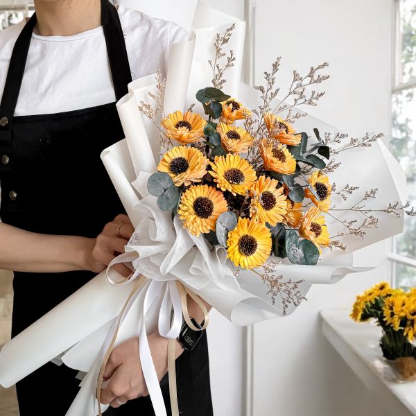 【Floral M】滿滿向日葵祝福擴香花束（贈送5ml香氛油） 向日葵花束、擴香花束、乾燥花禮盒、香氛花禮、向日葵禮物、畢業送禮、開幕花禮、生日乾燥花、擴香禮物推薦、天然香氛花藝