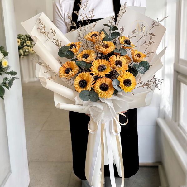【Floral M】滿滿向日葵祝福擴香花束（贈送5ml香氛油） 向日葵擴香花束,香氛花束推薦,祝福花禮,擴香禮盒,生日花束送禮,乾燥花花束,畢業花束