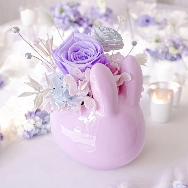 【Floral M】紫愛你夢幻兔兔花園永生花禮（贈送5ml香氛油） 永生花束,永生玫瑰, 永生花禮,永生花,不凋花,乾燥花,花禮,花束,送禮,禮物,儀式感,質感,浪漫,花,擴香花束,香氛精油,擴香花,香氛花,生日,求婚,情人節,FLORAL M