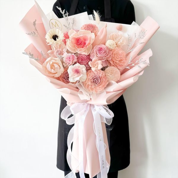 【Floral M】法式蜜桃之戀擴香花束（贈送5ml香氛油）免運 永生花束,永生玫瑰, 永生花禮,永生花,不凋花,乾燥花,花禮,花束,送禮,禮物,儀式感,質感,浪漫,花,擴香花束,香氛精油,擴香花,香氛花,生日,求婚,情人節,FLORAL M