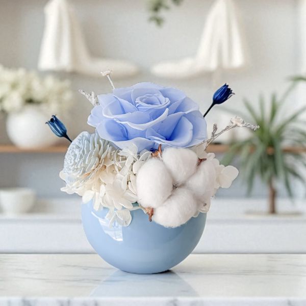 【Floral M】法式海洋之心永生花禮（贈送5ml香氛油） 永生花禮｜海洋風花禮｜法式永生花｜不凋花玻璃罩｜浪漫花禮推薦｜生日禮物花禮｜送女友花禮｜情人節花禮｜告白花禮｜桌上擺飾推薦｜療癒系花禮