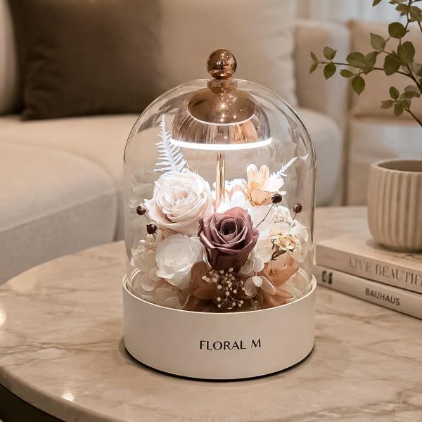 【Floral M】卡布奇諾永生花盅夜燈  免運 