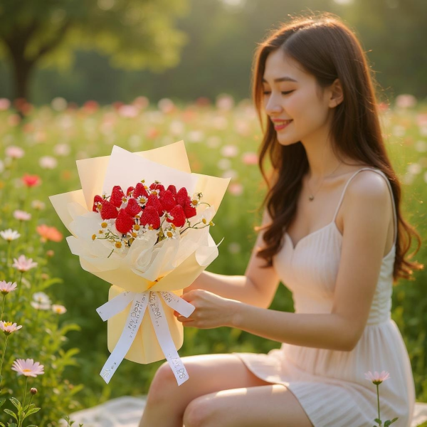【2025夏日限定】法式小雛菊草莓花束 情人節花束,草莓花束,情人節禮物,白色情人節,My Dear strawberries,草莓,花禮,花束,浪漫,送禮,創意禮物,strawberry,bouquet,禮物,祝福,告白,小雛菊花束,法式花束,草莓花束禮盒