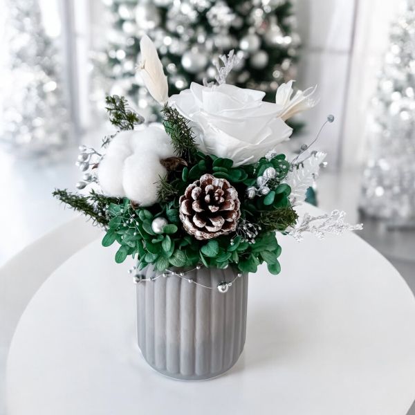 【Floral M】北歐冬日冰雪森林永生花禮 （贈送5ml香氛油） 北歐永生花、冰雪花禮、冬季永生花、北歐森林花禮、聖誕永生花、聖誕交換禮物、永生玫瑰、聖誕花束、聖誕節禮物、女生禮物推薦、生日花束、乾燥花禮、永生花擺飾、情人節花束、室內布置花禮、療癒系花禮、北歐風家飾