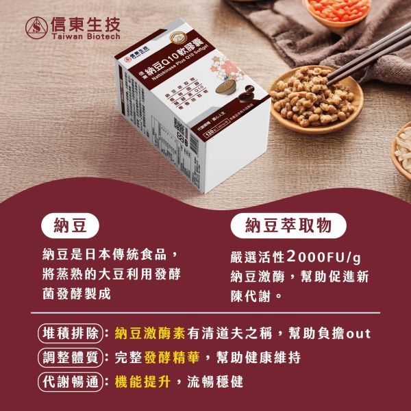 【信東生技】納豆Q10軟膠囊(120粒/盒) [效期2026.05] 納豆,Q10,軟膠囊,信東,信東生技,蜂健康
