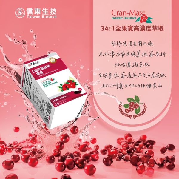 買1送1【信東生技】精粹蔓越莓膠囊 (90粒/盒)／下單出貨2盒 蔓越莓,私密保養,信東,信東生技,美國專利