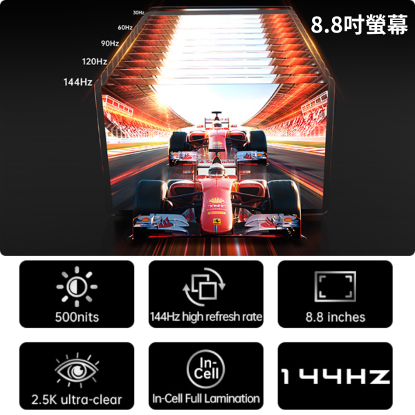 里歐街機 HEADWOLF Titan 1 遊戲平板 8.8吋螢幕 天機8300 7200mAh 多重散熱機制  DDR5X+UFS4.0  Android15 