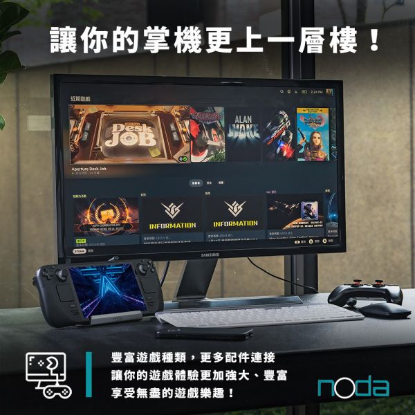 里歐街機 noda V380A 全功能擴充底座 SWITCH STEAM DECK ROG ALLY  4K HDMI 輸出  多埠 USB 傳輸 RJ45 乙太網路連接 100W PD 充電 SD/TF 卡槽 