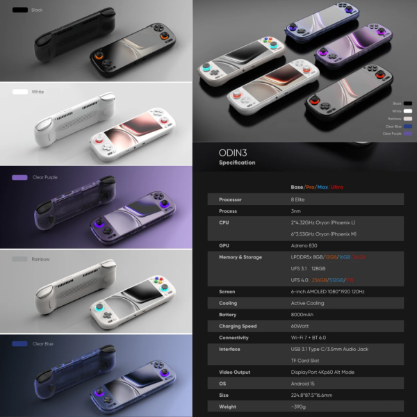里歐街機 AYN 奧丁Odin 3 強悍再現 安卓掌機 復古街機  8Elite 6吋OLED 120Hz高刷新 4K輸出 Android15 送收納包保護貼 