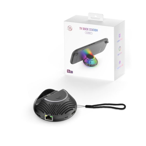 里歐街機 SWITCH2電視轉接器 5合1接口 支援 4K @60Hz HDR高清輸出  RGB燈光 