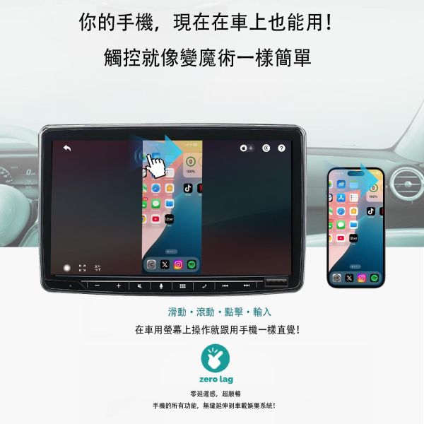 OTTOCAST Mirror Touch 無線 CarPlay 鏡像轉接器｜有線 CarPlay 升級無線・手機投屏・雙向觸控操作 OTTOCAST Mirror Touch, Mirror Touch, 無線CarPlay轉接器, CarPlay鏡像轉接器, 手機投屏車機, 雙向觸控鏡像, 有線CarPlay升級無線, iPhone車機鏡像, Android手機鏡像, 27W車用充電, Jeff Select, 姊夫嚴選科技好物
