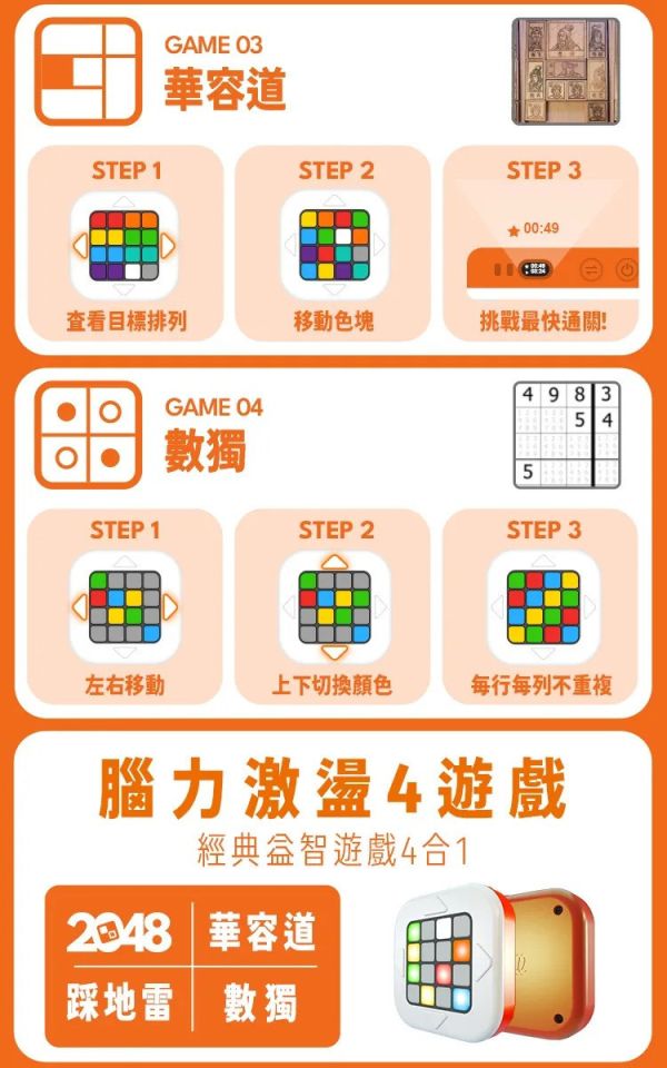 里歐街機 Pocket 2048 四合一益智掌上型口袋遊戲機  隨身攜帶 全彩LED顯示 四種遊戲 直覺好上手 