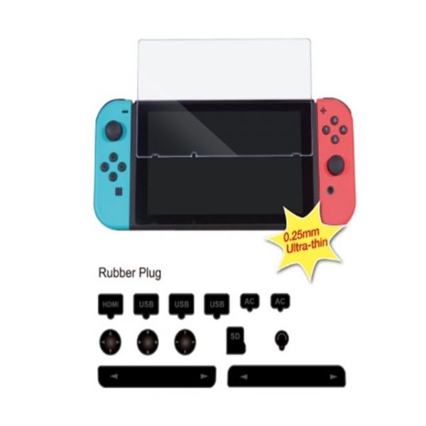 里歐電玩 SWITCH 專用防塵塞 全機防護 再送鋼化玻璃貼 內容物總共15樣 新玩家 新主機必備 任天堂主機周邊 