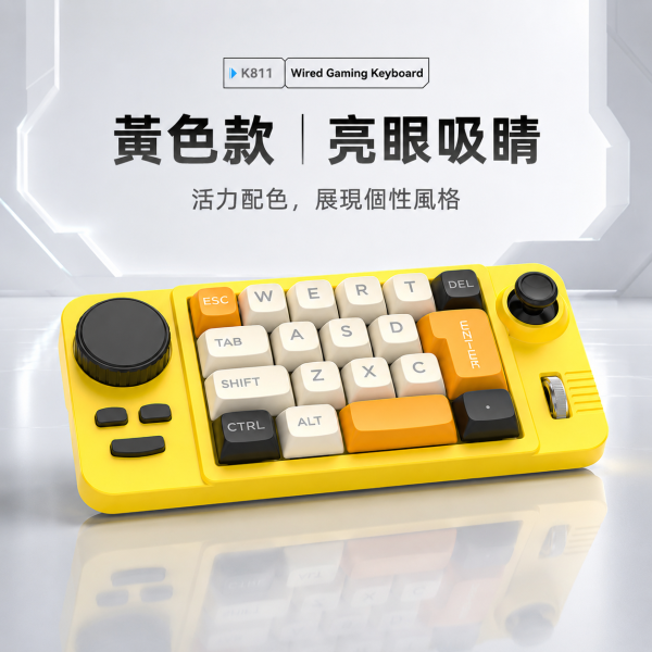 k19鍵遊戲鍵盤 宏編程單手遊戲鍵盤 你會玩哪些??? 機些軸全熱鍵插拔・RGB 燈效・旋鈕搖桿操控・有線電競小鍵盤 