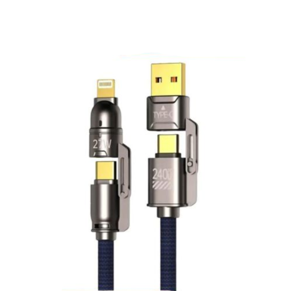 1.8 米四合一快充數據線｜240W PD 快充・Type-C／Lightning 多介面轉接・鋅合金編織線 1.8米充電線,四合一快充線,四合一數據線,240W充電線,PD快充線,Type-C充電線,Lightning充電線,USB-A轉Type-C,USB-C轉Lightning,多功能充電線,鋅合金充電線,編織充電線,鍍金接口充電線,手機平板筆電充電線,快充數據線,Jeff Select,姊夫嚴選科技好物,熟男科技,效率升級