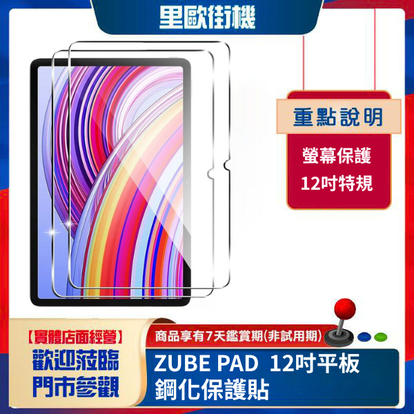 里歐街機 ZUBE PAD 12吋平板 鋼化保護貼 
