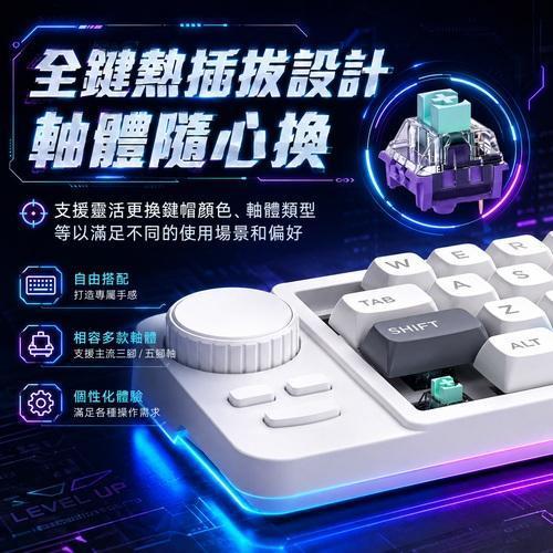 k19鍵遊戲鍵盤 宏編程單手遊戲鍵盤 你會玩哪些??? 機些軸全熱鍵插拔・RGB 燈效・旋鈕搖桿操控・有線電競小鍵盤 