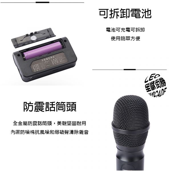 里歐街機 雙無線麥克風+聲卡 家庭KTV 一鍵消原音 開會/聚會/K歌均適用 即插即用 