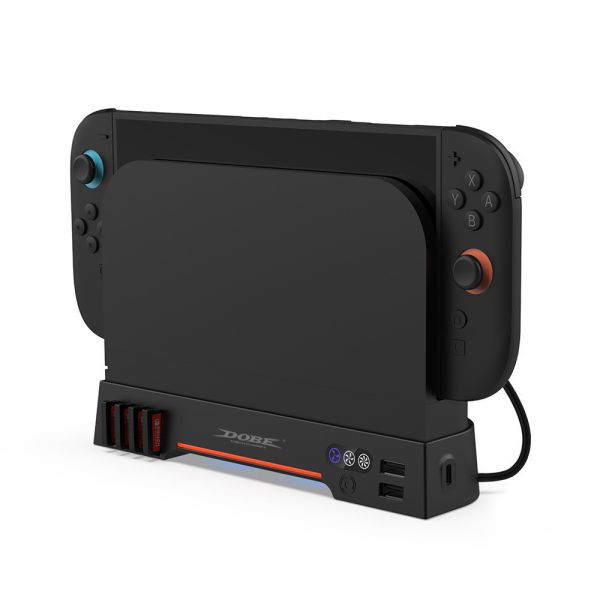 里歐街機  Switch2主機底座散熱風扇 NS2散熱器 可收納遊戲卡帶 RGB燈 