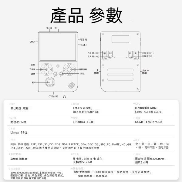 里歐街機 RG40XX V 掌機 經典懷舊復古 4吋掌上遊戲機 超直覺化操作 免路徑設定 情懷掌機 開源掌機 復古街機 HDMI輸出 線上配對 