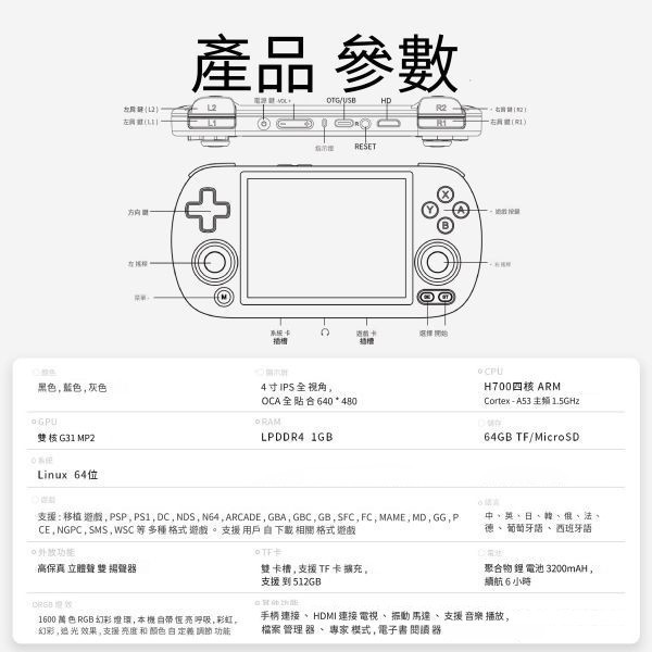 里歐街機 RG35XX H 3.5吋掌上遊戲機 超直覺化操作 免路徑設定 情懷掌機 開源掌機 復古街機 遊戲機 