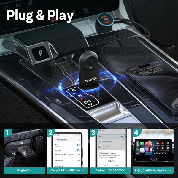 OTTOCAST Mini 無線 CarPlay／Android Auto 二合一接收器｜有線升級無線・隨插即用・自動重新連線 OTTOCAST Mini, Ottocast Mini, 無線CarPlay接收器, 無線Android Auto接收器, CarPlay轉無線, Android Auto轉無線, 有線CarPlay升級無線, 有線Android Auto升級無線, 車用無線轉接器, CarPlay轉接器, Android Auto轉接器, Jeff Select, 姊夫嚴選科技好物