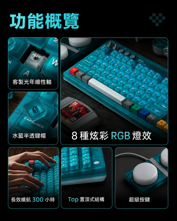 8BitDo 八位堂 Retro 87 機械鍵盤 水藍透｜三模連線・RGB 背光・4000mAh 長續航・熱插拔機械軸 8BitDo Retro 87, 八位堂 Retro 87, Retro 87 水藍透, 8BitDo 機械鍵盤, 八位堂機械鍵盤, 水藍透機械鍵盤, 三模機械鍵盤, 2.4G 無線鍵盤, 藍牙機械鍵盤, RGB 機械鍵盤, 4000mAh 鍵盤, 熱插拔鍵盤, Windows 機械鍵盤, Android 鍵盤, Jeff Select, 姊夫嚴選科技好物