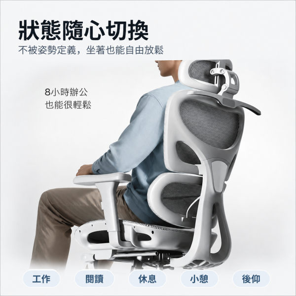 入門款 人體工學電腦椅 可躺後仰・6 向腰靠・3D 頭枕・360° 扶手・長時間辦公升級椅 人體工學椅, 電腦椅, 辦公椅, 追腰椅, 護腰椅, 可躺電腦椅, 升降辦公椅, 135度後仰椅, 360度扶手, 6向腰靠, 3D頭枕, 透氣坐墊, 午休椅, Jeff Select, 姊夫嚴選科技好物