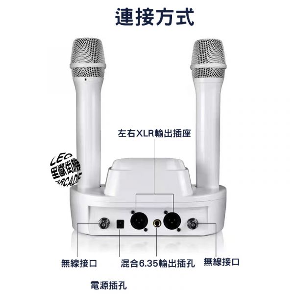 里歐街機 專業麥克風 無線一對二 充電式麥克風 智能K歌麥克風 多兼容麥克風 KTV麥克風 防嘯叫麥克風 卡拉OK麥克風 