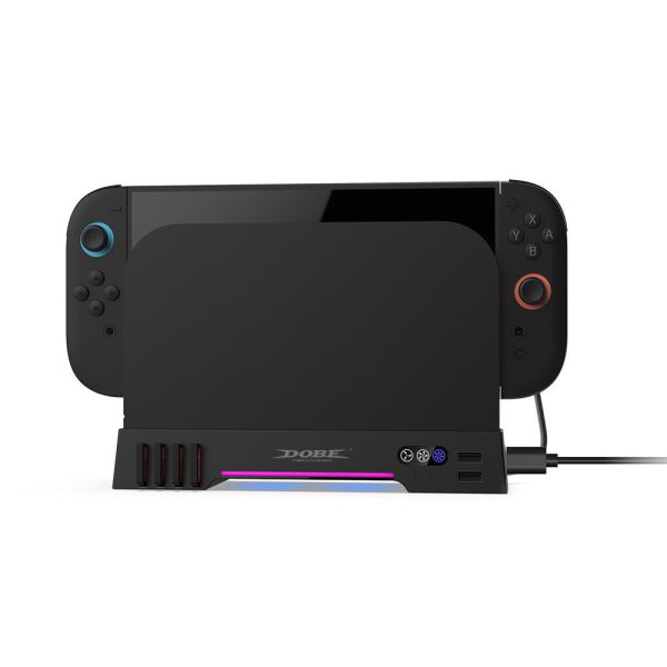 里歐街機  Switch2主機底座散熱風扇 NS2散熱器 可收納遊戲卡帶 RGB燈 