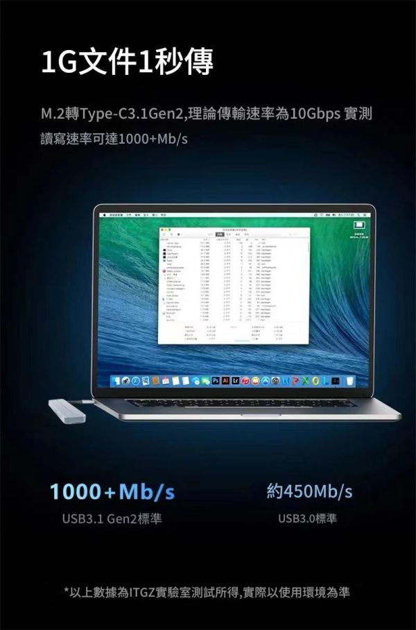 里歐街機 RTL9210B M.2移動固態硬碟盒 全鋁合金散熱 支持多種SSD 手機/電腦兩用  支持雙協議