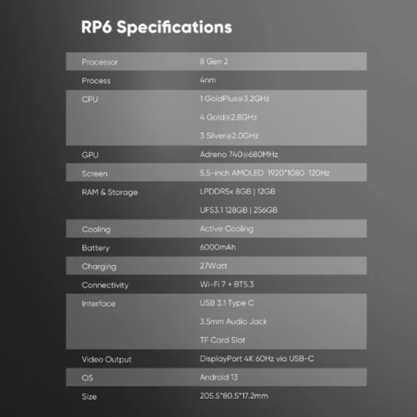 里歐街機 Retroid Pocket 6 安卓13 兩種搖桿配置 5.5吋OLED觸控螢幕 主動散熱 霍爾搖桿 RGB燈光環 直上PS2 3DS WIIU  驍龍8 Gen2 