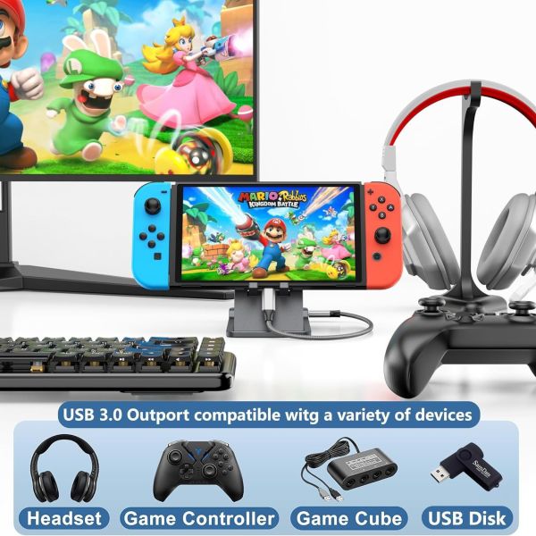 里歐街機 Switch2底座高清畫面轉換器 三合一擴展塢 連接電視投影 
