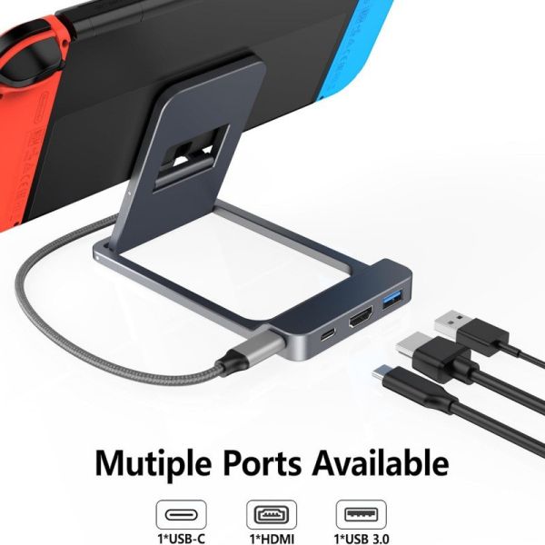 里歐街機 Switch2底座高清畫面轉換器 三合一擴展塢 連接電視投影 