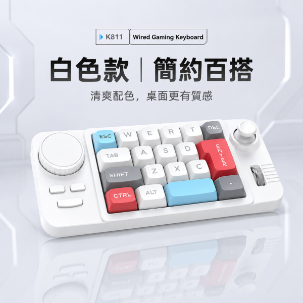 k19鍵遊戲鍵盤 宏編程單手遊戲鍵盤 你會玩哪些??? 機些軸全熱鍵插拔・RGB 燈效・旋鈕搖桿操控・有線電競小鍵盤 