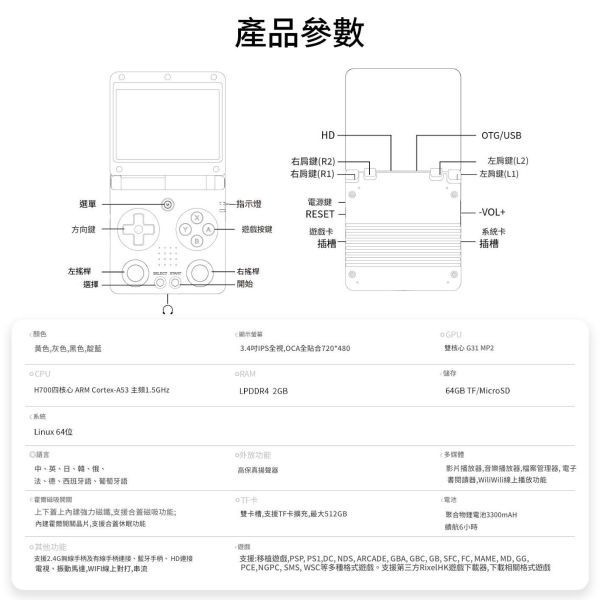 里歐街機 RG34XXSP 開源掌機 復古街機 遊戲機 合金轉軸  摺疊掌機 3.4吋IPS 海量遊戲 