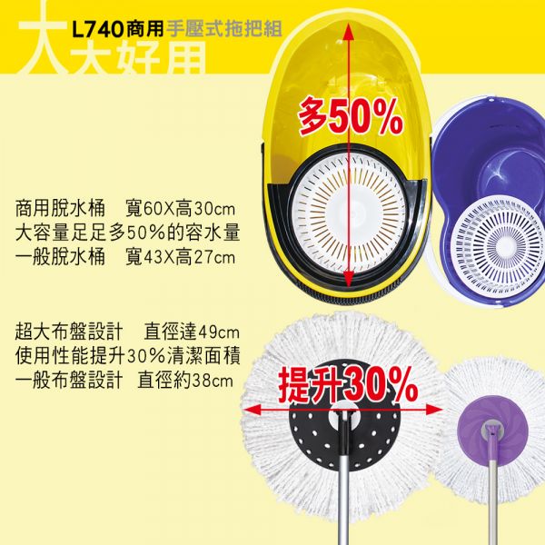 【好神拖】L740 商業用拖把組（1拖1桶2布1車） 旋轉拖把,地板清潔工具,掃除用具,日用品,拖把用具,掃把,拖把