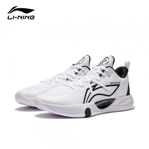 LI-NING 李寧 閃擊8 VIII男子支撐穩定籃球鞋 標準白/黑色(ABPS003-1) 