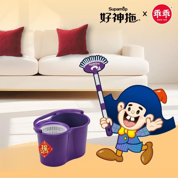 好神拖 護家神乖 手壓旋轉拖把組馬上舞吉組+贈乖乖針織提袋(款式隨機) #好神拖 #輕巧 #手壓 #360度 #旋轉 #拖把 #贈 #地板 #清潔