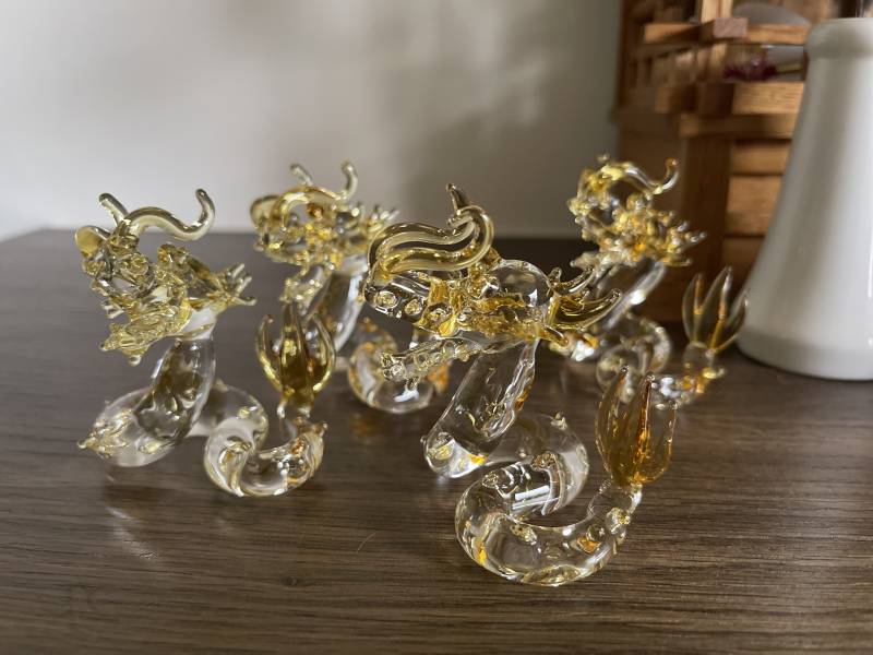 金黃聚氣盤龍 龍, 手工藝品, 玻璃藝術品,