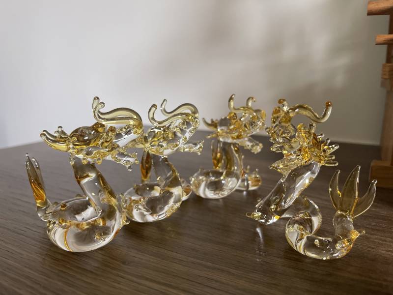 金黃聚氣盤龍 龍, 手工藝品, 玻璃藝術品,