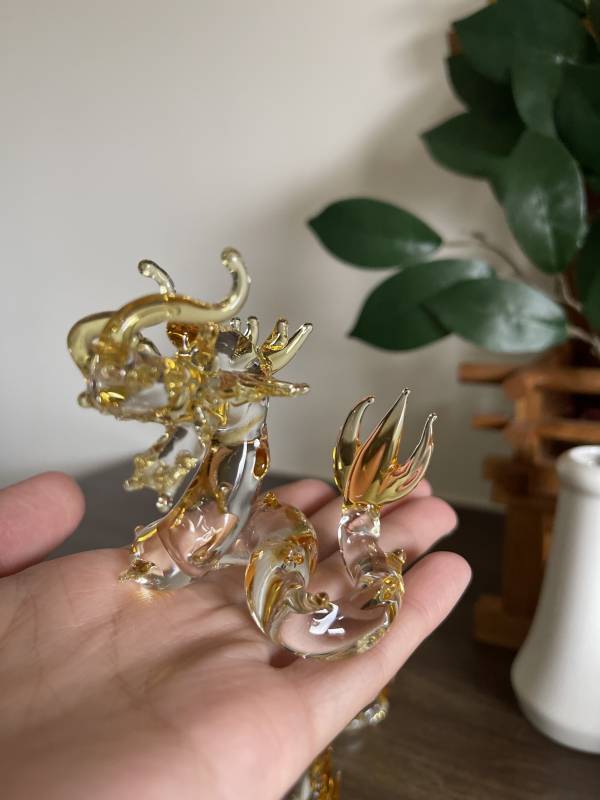 金黃聚氣盤龍 龍, 手工藝品, 玻璃藝術品,
