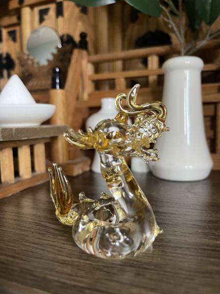 金黃聚氣盤龍 龍, 手工藝品, 玻璃藝術品,
