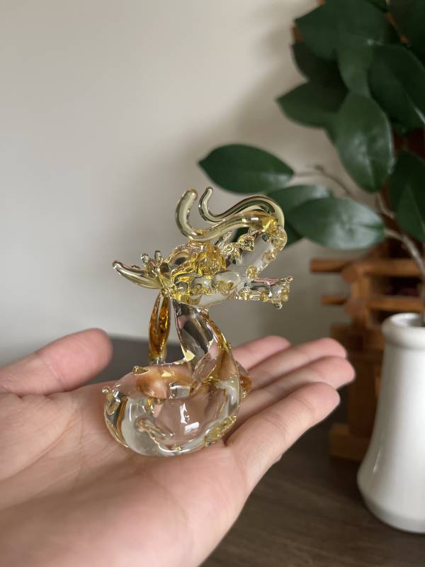 金黃聚氣盤龍 龍, 手工藝品, 玻璃藝術品,