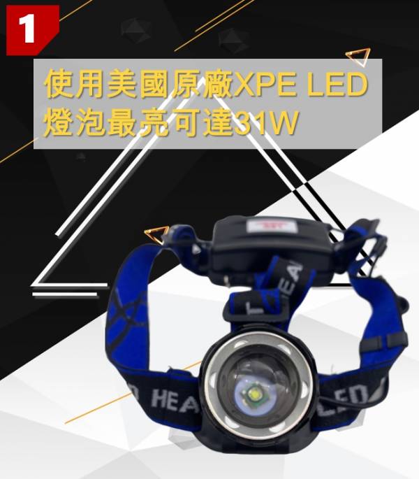 31W 美國原廠XPE LED多段式照明頭燈 頭燈,戶外照明,手電筒,照明設備,XPE,LED,工地,保全,伸縮調焦