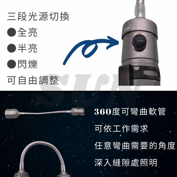 59W U3 LED充電調焦彎管磁吸式工作燈 現貨,24hrs出貨,59W亮度,充電,調焦,U3,LED,彎管工作燈,磁吸,鋰電池,電池,18650,4號電池
