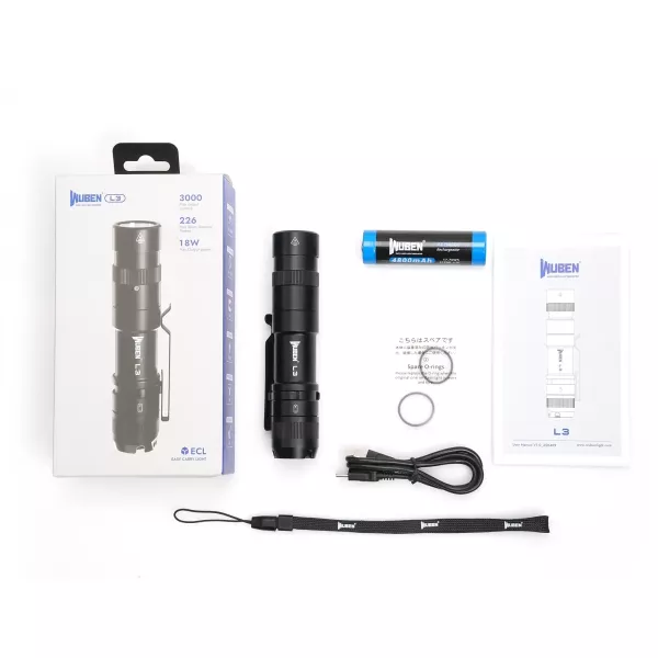 新品現貨｜WUBEN【L3 強光便攜手電筒】 ott手電筒,WUBEN手電筒,戰術手電筒,行動電源手電筒,3000流明,USB-C快充,IP68防水,高亮度手電筒,戶外照明,多模式照明,EDC手電筒