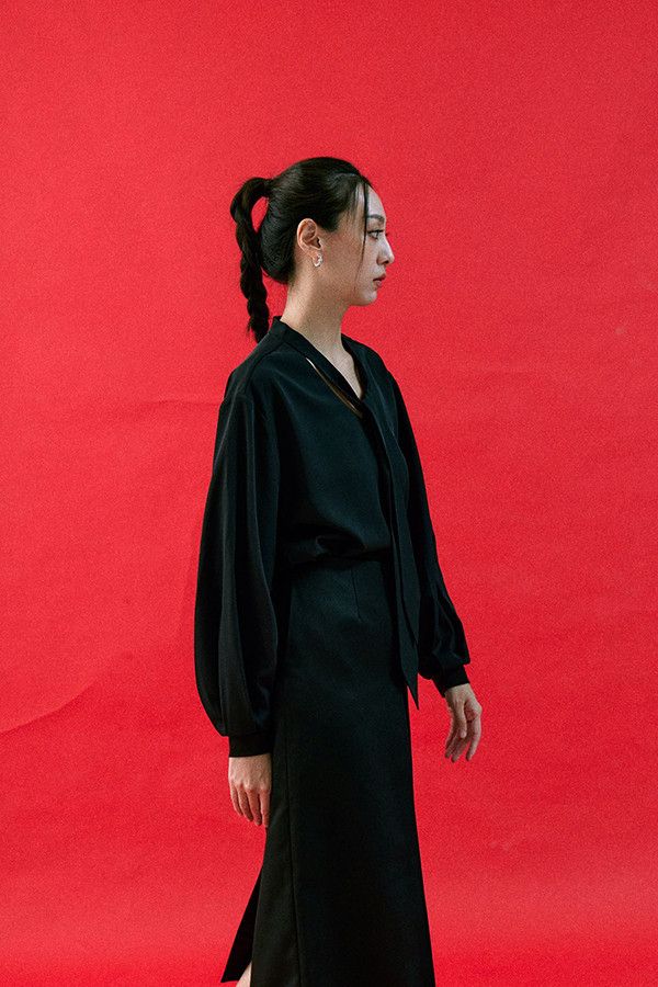 領繫帶抗皺上衣 韓流行女裝,設計師女裝,女裝,個性,領帶上衣,秋冬,抗皺,經典,都會,單品,bowtie,襯衫,領結