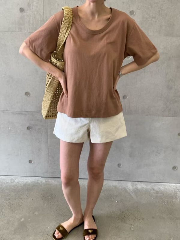 混麻寬鬆Tee 日韓系,流行女裝,tshirt,麻,短袖,寬鬆,夏季,排汗,寬鬆,基本,自然系,休閒,森林,大地色
