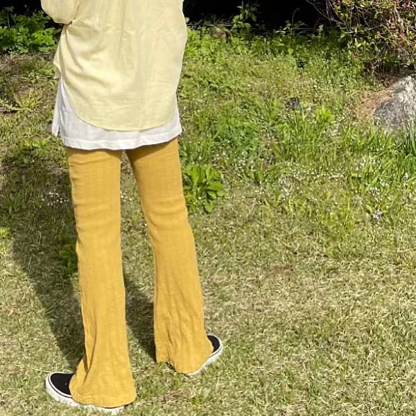 皺棉喇叭長褲 流行女裝,全長喇叭褲,鬆緊褲頭,休閒喇叭褲,內搭褲
